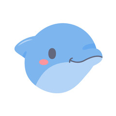 Dolphin vector. cute animal face design for kids