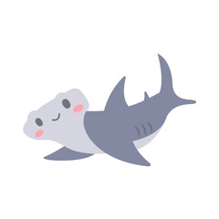 Hammerhead shark vector. cute animal face design for kids