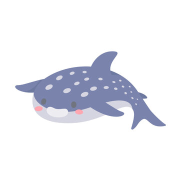Whale shark vector. cute animal face design for kids