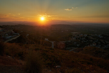 beautiful sunset landscape on the hills