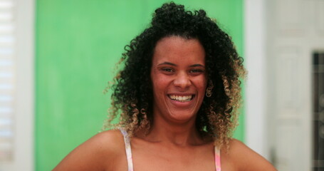 Brazilian young woman close-up face smiling. hispanic latin south american people