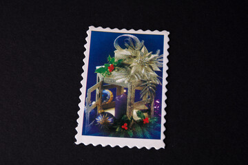 beautiful colorful postcards and stamps