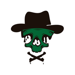 illustration of green skull cowboy