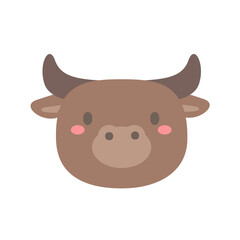Buffalo vector. cute animal face design for kids