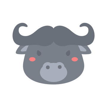 Wild buffalo vector. cute animal face design for kids