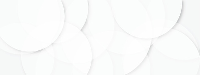 Abstract white geometric overlapping circle background with shadow. Vector illustration. You can use for add, poster, design artwork, template, banner, wallpaper.