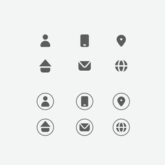 Icons such as call, phone, GPS, home icons for Resumes, Business cards, websites, and mobile applications.