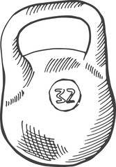 Kettlebell icon. Powerlifting symbol. Sport weight sketch