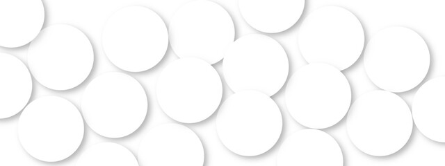 Abstract white geometric overlapping circle background with shadow. Vector illustration. You can use for add, poster, design artwork, template, banner, wallpaper.