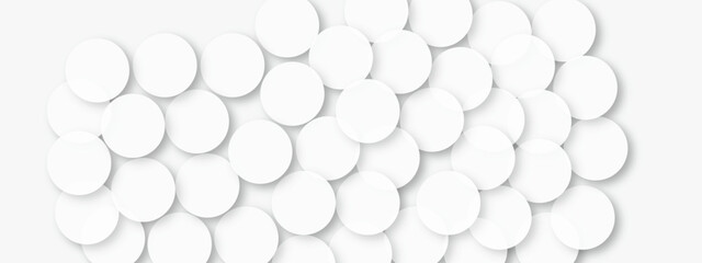 Abstract white geometric overlapping circle background with shadow. Vector illustration. You can use for add, poster, design artwork, template, banner, wallpaper.