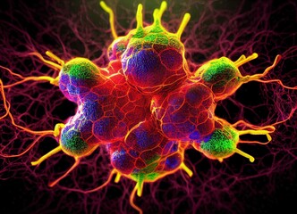 Super monster virus at the Microscope Ai Generated