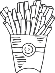 French fries pack sketch. Fast food icon