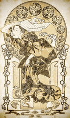Plakat 浮世絵　女性　ヴィンテージバージョン 