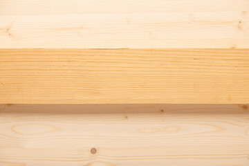 Empty wood plank on wooden surface. Wooden mockup template. Top view.