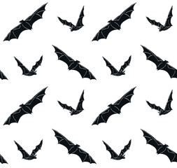 Vector seamless pattern of hand drawn sketch doodle black bat isolated on white background