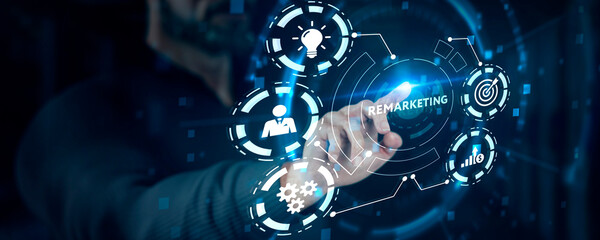 Business, technology, internet and network concept. Virtual screen of the future and sees the...