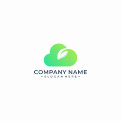 cloud leaf logo design template
