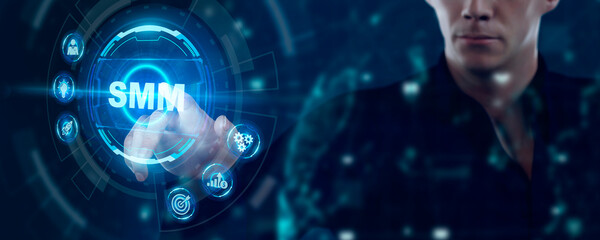 Business, Technology, Internet and network concept. SMM Social Media Marketing