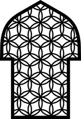 Eastern ornament in decorative islamic window shape