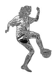 Isolated female soccer player chrome trophy
