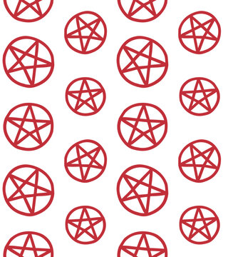 Vector seamless pattern of hand drawn doodle sketch pentagram isolated on white background