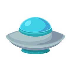 Aerospace rocket and UFO. Vector illustration. Isolated futuristic spacecrafts launching into space. Astronomy concept