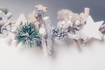 Christmas background  garland with white copy space