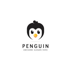 cute head penguin logo design, simple penguin logo vector template