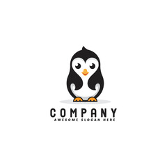 cute penguin logo design, animal penguin cartoon icon illustration vector template