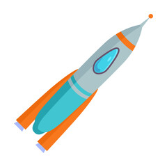 Cartoon spaceships, aerospace rockets and UFO. Colored flat vector illustration. Isolated futuristic spacecrafts launching into space. Astronomy, technology, space, galaxy concept