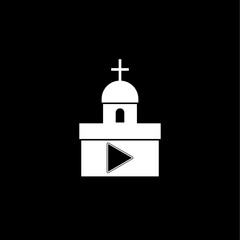 Online translation christian church service streaming video icon isolated on dark background