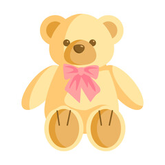 Colorful baby toy. Cartoon kid soft bear top design. Flat vector illustration. Cute children toys concept