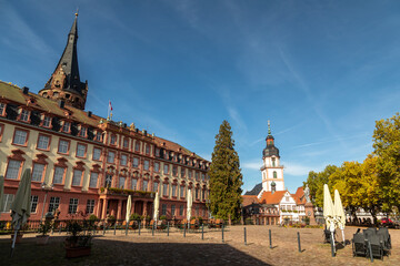 The old castle in Erbach and the market-place