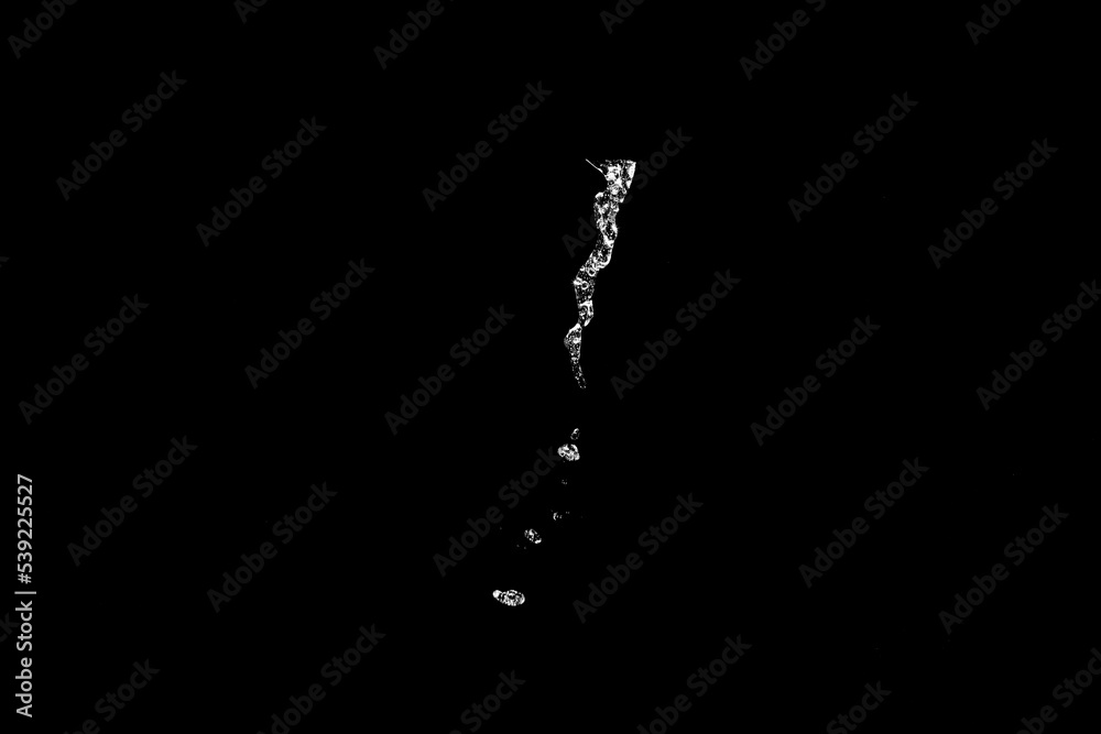 Poster water splashes isolated on black background. white jets with drops