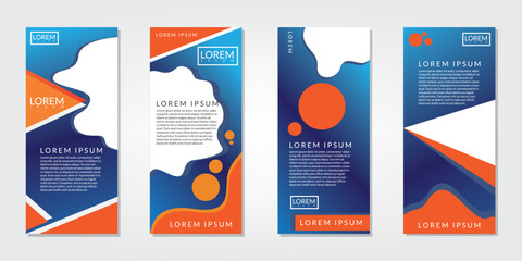 set of modern x banner design in gradient blue and orange color. suitable for in store promotion