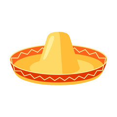 Cartoon Mexican traditional symbol. Flat vector illustration. Colorful of cacti, sombrero and maracas. Culture, travel, Mexica concept