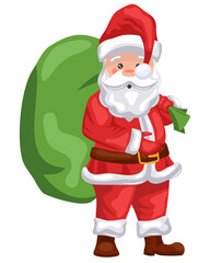 Santa claus with gift bag for merry christmas card on transparent background
