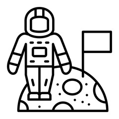 Moon Landing Line Icon