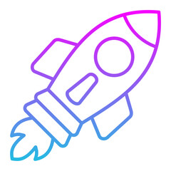 Rocket Line Gradient Icon