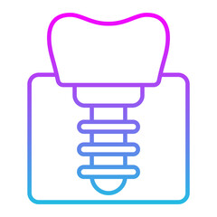 Dental Implant Line Gradient Icon