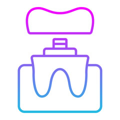 Dental Crown Line Gradient Icon