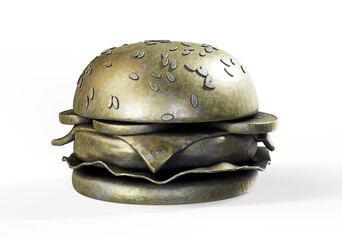 Burger with Crown isolated. 3d rendering