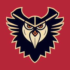Fototapeta premium Bird logo icon. Vector animal head for mascot. Badge of eagle, falcon for sport team. Football, hockey, baseball logotype. Hawk isolated emblem. College game label. Graphic art symbol.