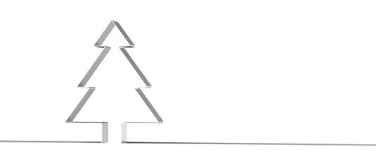 Continuous one line of abstract fir tree in silhouette. Minimalist. Merry christmas and happy new year