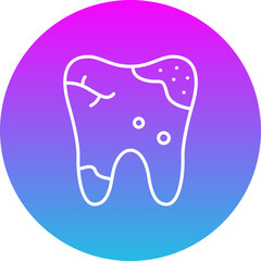 Dental Caries Gradient Circle Line Inverted Icon