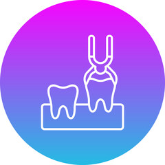 Tooth Extraction Gradient Circle Line Inverted Icon