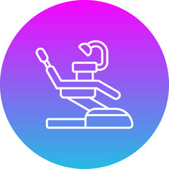 Dentist Chair Gradient Circle Line Inverted Icon