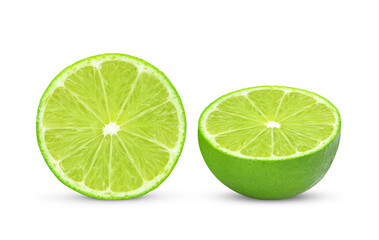 Fototapeta na wymiar Slices of lime fruit isolated on white background.