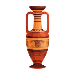 Greek pot. Greece amphorae, urn, oil jars pottery objects cartoon design. Flat vector illustration