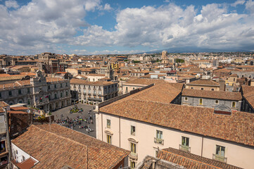 Fototapeta na wymiar High angle view of the center of Catania with Università Square